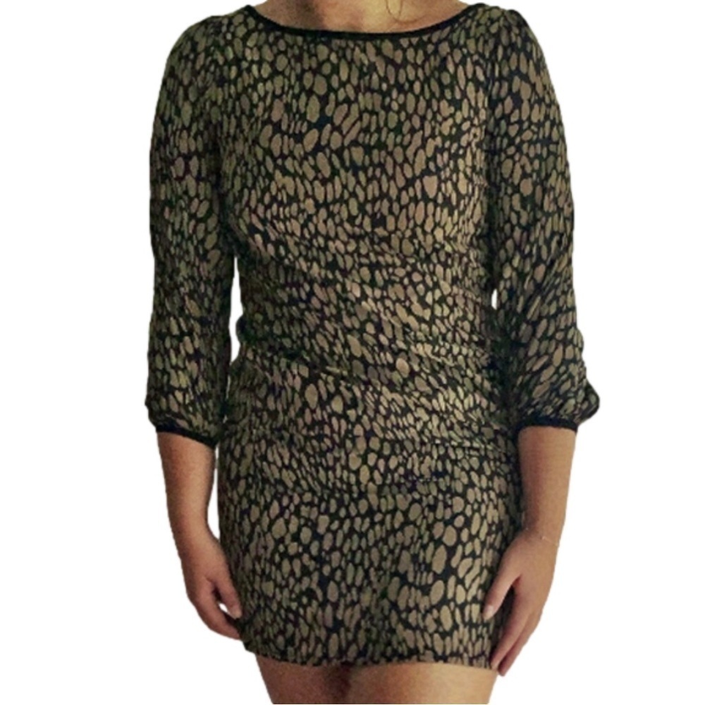 Costa Blanca animal print balloon sleeves dress sz M